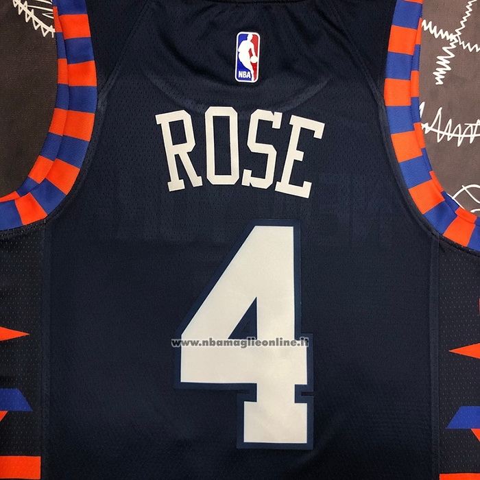 Maglia New York Knicks Derrick Rose #4 Citta Edition 2019-20 Blu